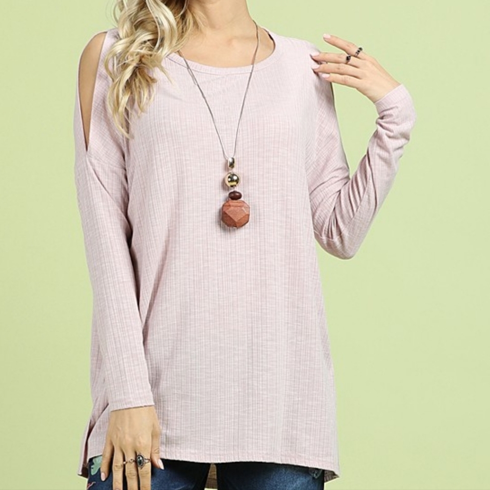 Suzanne Betro Dusty Rose Cold Shoulder Tunic 3X